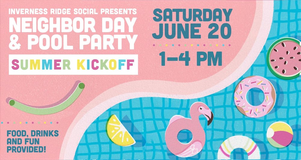 Event graphic for Annual Neighbor Day & Pool Party: Summer Kickoff!